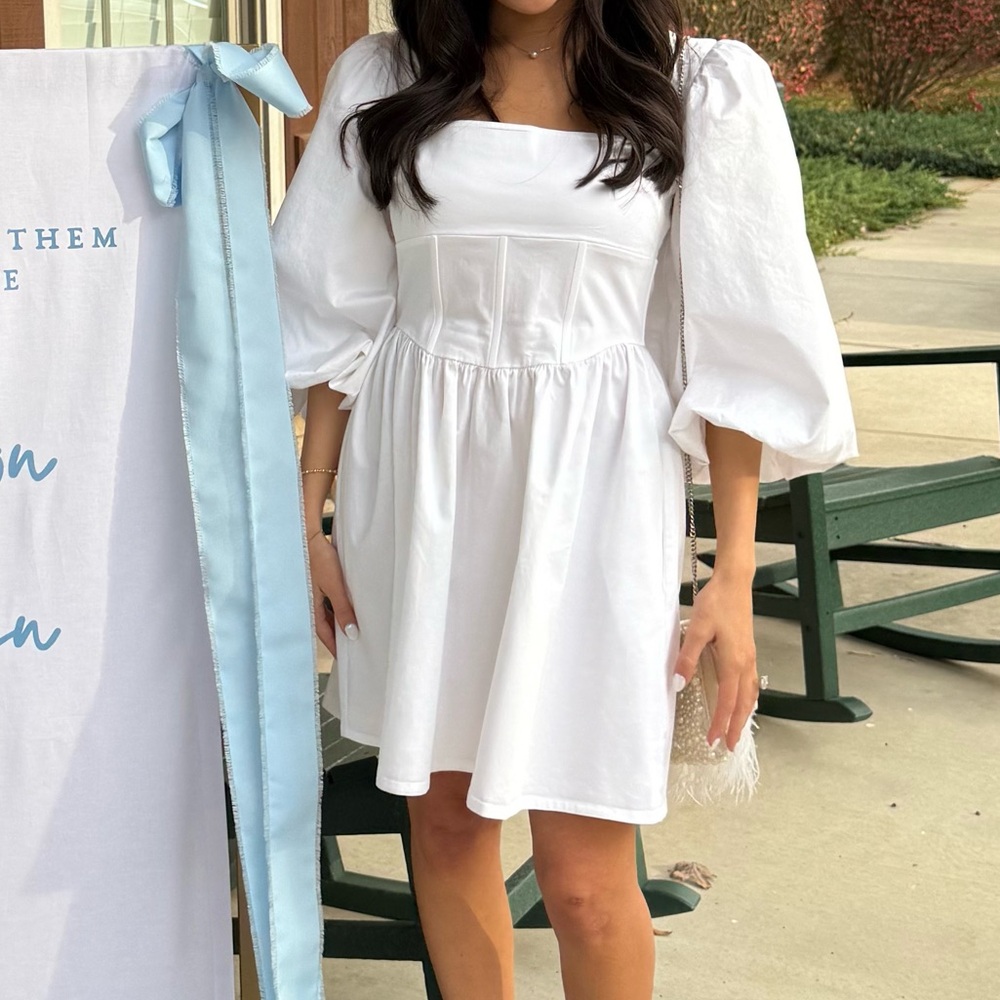White Puff Sleeve Dress